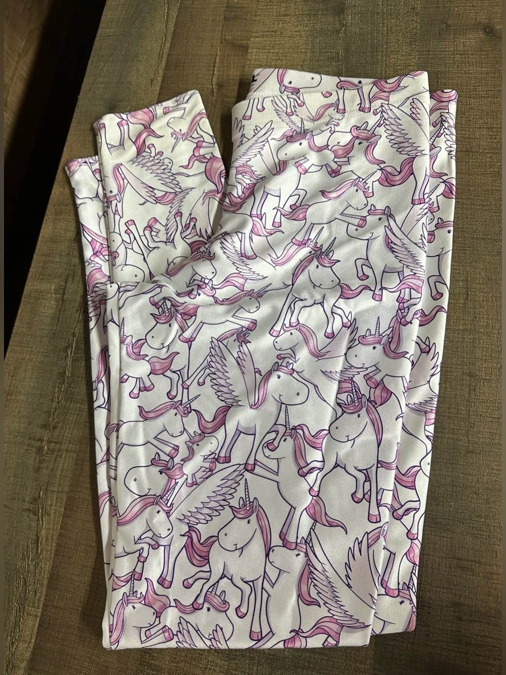 Blackmilk White Leggings with Pink Unicorn Print